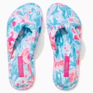 NWT Lilly Pulitzer Bondi Blue My Little Peony Slippers GWP Slippers Size 7/8